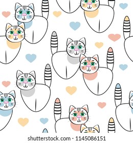 Lovely cat, Abstract seamless pattern .Vector illustration.