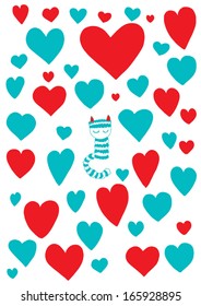 lovely cat card/ Abstract web design/vector/wallp aper background/ love/ Heart