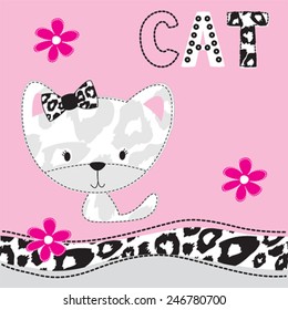 lovely cat with flowers vector illustration