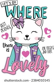 lovely cat graphic tees for girl design