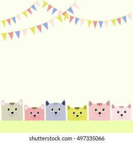 lovely cat pastel background with space for your text, greeting or invitation card
