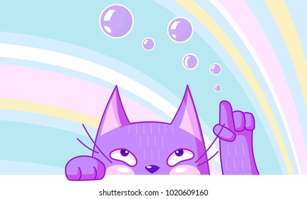 Lovely cat wizard creates bubbles
