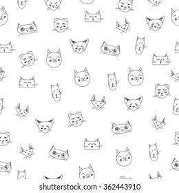 Lovely cats. Seamless pattern. White background