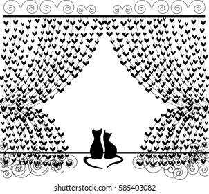Lovely cats. Vector illustration. Cat Hearts Representing Valentine Day And Passionate