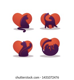 lovely  cats, vector logo template collection