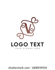 Lovely charming and elegant letter type V logo template, Vector logo for business and company identity