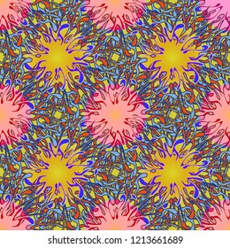 Lovely charming fairy abstract background multicolor geometric seamless pattern.