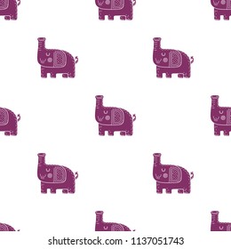 Lovely childish seamless vector pattern with elephants in Scandinavian style