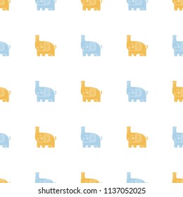 Lovely childish seamless vector pattern with elephants in Scandinavian style