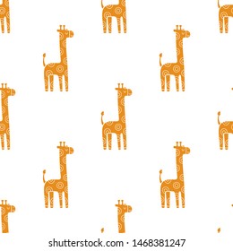 Lovely childish seamless vector pattern with giraffes. Pattern in Scandinavian style.