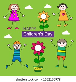 Lovely children's day composition with flat design vector

