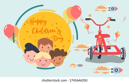 Diseño vectorial de composición diurna de los niños