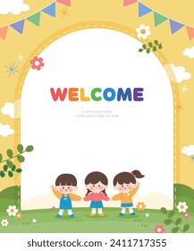 Lovely Children's recruiting kindergarten Illustration Frame