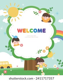 Lovely Children's recruiting kindergarten Illustration Frame