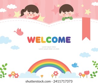 Lovely Children's recruiting kindergarten Illustration Frame