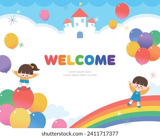 Lovely Children's recruiting kindergarten Illustration Frame