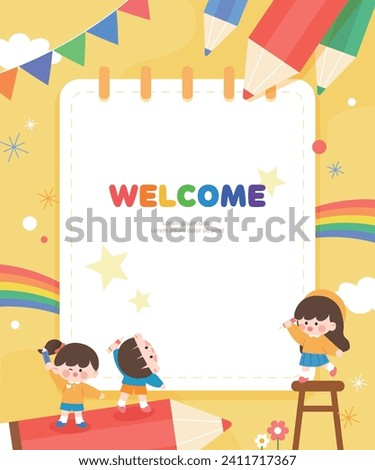 Lovely Children's recruiting kindergarten Illustration Frame
