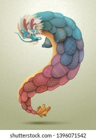 Lovely chinese dragon with colorful dragon scale