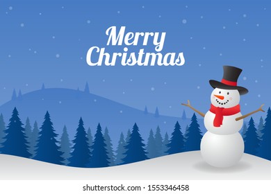 Lovely christmas background with cute snowman