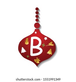Lovely christmas decoration Vector Logo letter B. Letter B Christmas vector design.