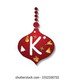 
Lovely christmas decorations Vector Logo letter K. Letter K Christmas vector design.