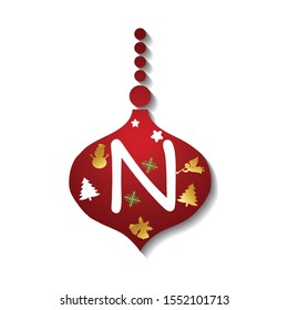 
Lovely christmas decorations Vector Logo letter N. Letter N Christmas vector design.