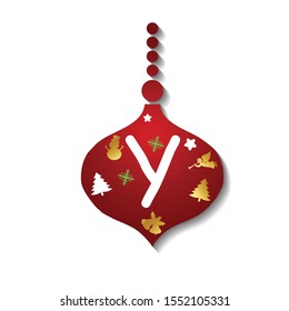 Lovely christmas decorations Vector Logo letter Y. Letter Y Christmas vector design.