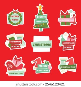 Lovely Christmas Label Collection With Flat Design