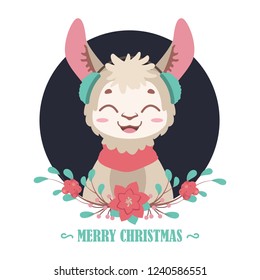 Lovely Christmas llama badge