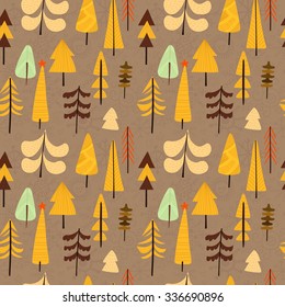 Lovely Christmas seamless pattern with X-mas trees for winter holidays ornaments in bright colors. Stylish New Year and Christmas background in vector