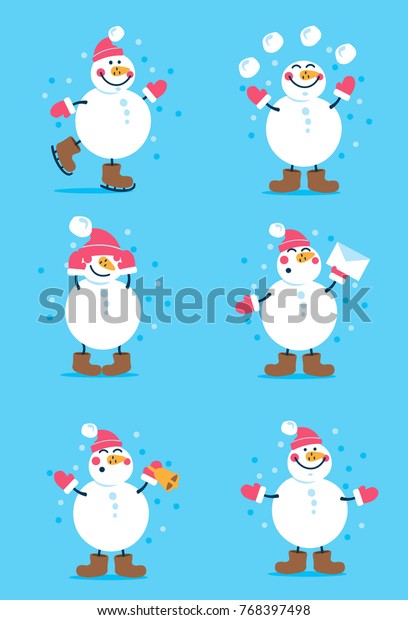 Lovely Christmas Snowman Clip Art Your Stock Vektorgrafik Lizenzfrei