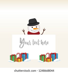 Lovely christmas Snowman and Santa Clause background with flat design