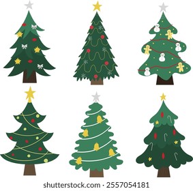 lovely christmas tree collection with flat design