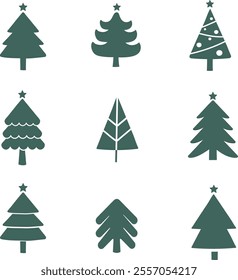 lovely christmas tree collection with flat design