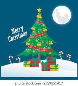 Lovely christmas tree with flat design