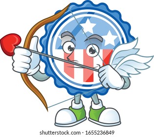 A lovely circle badges USA with star Cupid with arrow and wings