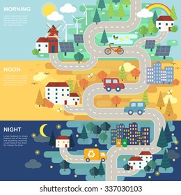 lovely city road map in flat design 