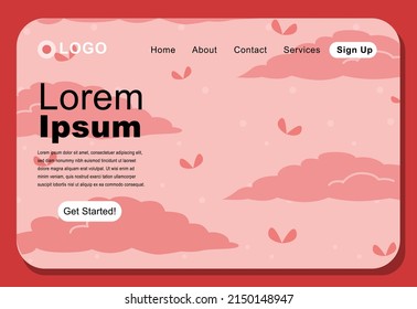 Lovely Clouds Background Landing Page Design EPS10 great to be used as a design landing page for your website