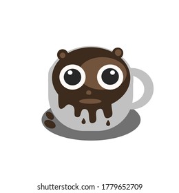 Lovely coffee cup alive  Cartoon vector coffee spill