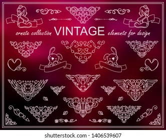 Lovely collection of Valentine’s day elements for design. Cute triangle borders with different arts inside. Sweet hand drawing illustrations in ornate doodle style, pink and red colors