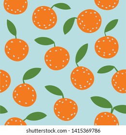 Lovely colorful vector seamless pattern with cute oranges and leafs in bright colors. Can be used for wallpapers, web page backgrounds.