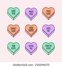 Lovely conversation hearts collection. - Vector.