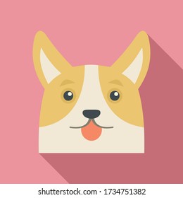 Lovely corgi dog icon. Flat illustration of lovely corgi dog vector icon for web design