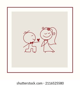 Lovely couple both wedding icon, vector illustration on isolated on white background. Valentine's Day, Wedding day vector illustration. 