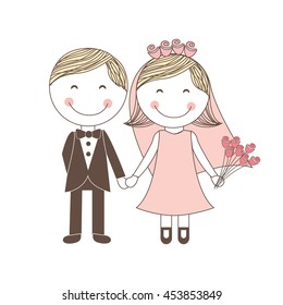lovely couple both wedding icon, vector illustration