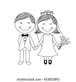 lovely couple both wedding icon, vector illustration