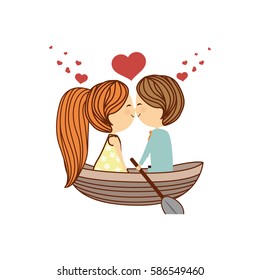 Lovely couple cartoon icon vector illustration graphic design