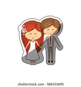 Lovely couple cartoon icon vector illustration graphic design