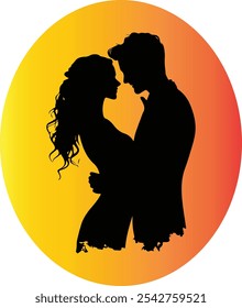 Lovely Couple Dancing Romance black silhouette 