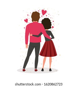 lovely couple girlfriend & boyfriend kissing. couple kissing romantic couple heart background valentine. valentine's day I love you kissing romance, vector character. female & male. man & woman.